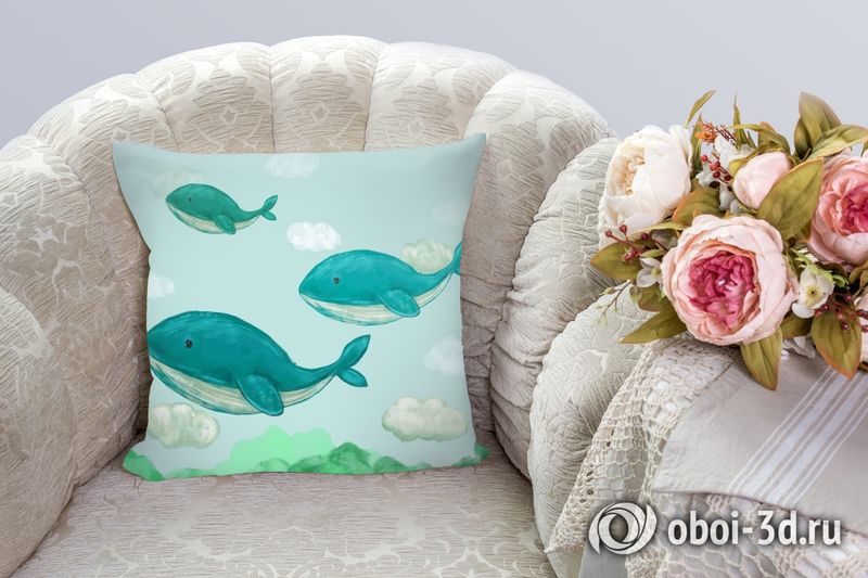 3D Подушка «Киты в облаках» вид 3