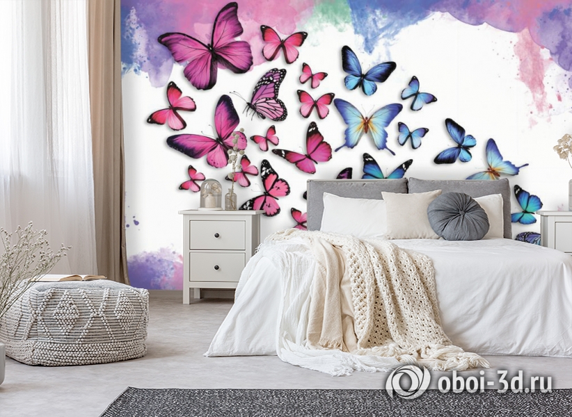 3D Фотообои «Красочные бабочки» вид 6