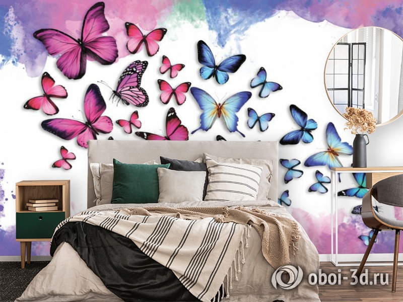 3D Фотообои «Красочные бабочки» вид 2