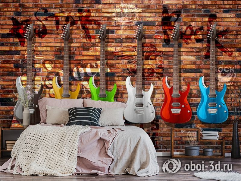 3D Фотообои «Лофт гитары» вид 6