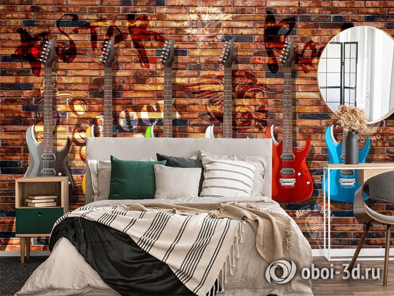 3D Фотообои «Лофт гитары» вид 4