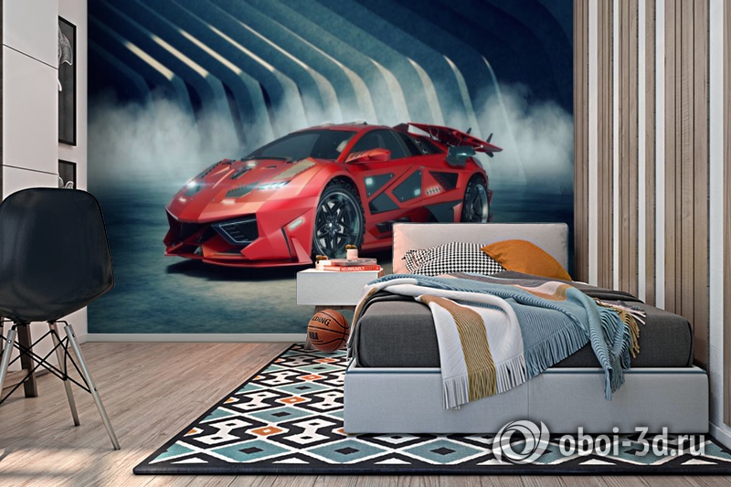 3D Фотообои «Футуристичный красный автомобиль» вид 7
