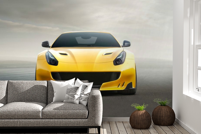 3D Фотообои «Желтый спортивный автомобиль» вид 6