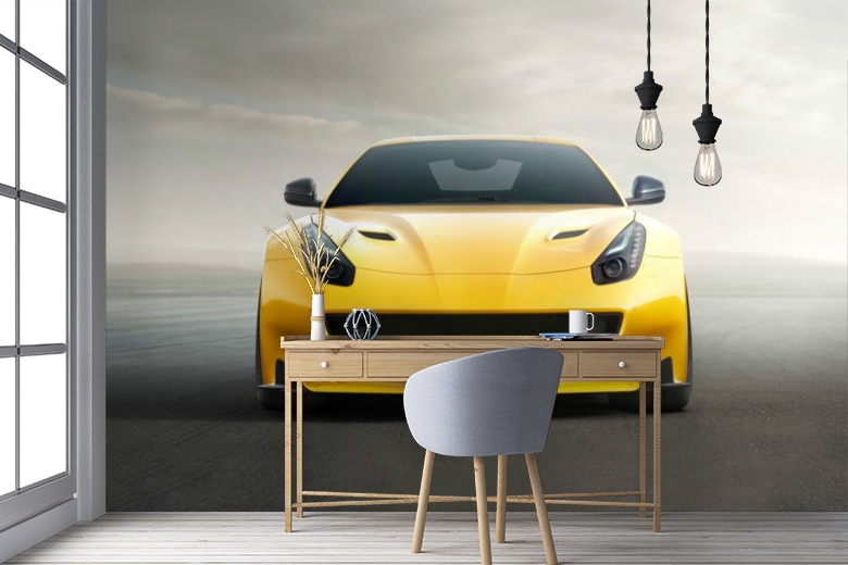 3D Фотообои «Желтый спортивный автомобиль» вид 5