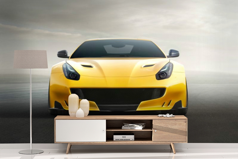 3D Фотообои «Желтый спортивный автомобиль» вид 4