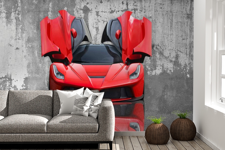 3D Фотообои «Красное авто на бетонном фоне» вид 6