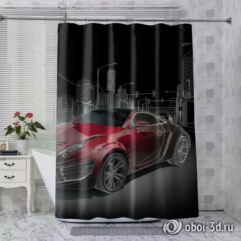 Шторы для ванной «Авто ночной город» вид 4