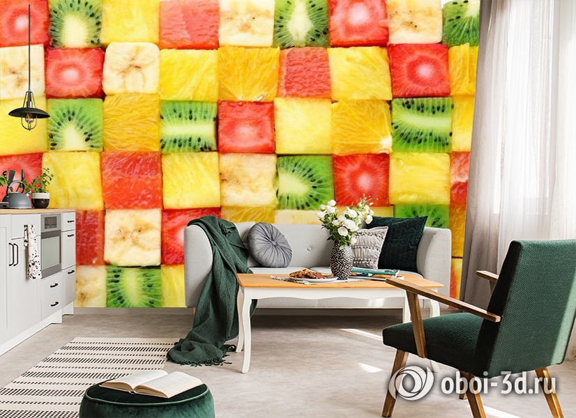 3D Фотообои «Сочные фруктовые кубики» вид 7