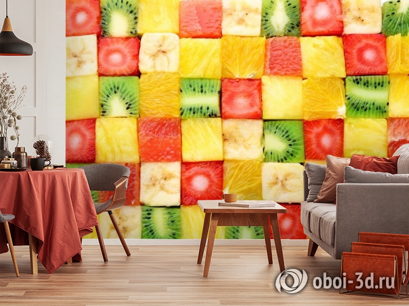 3D Фотообои «Сочные фруктовые кубики» вид 4