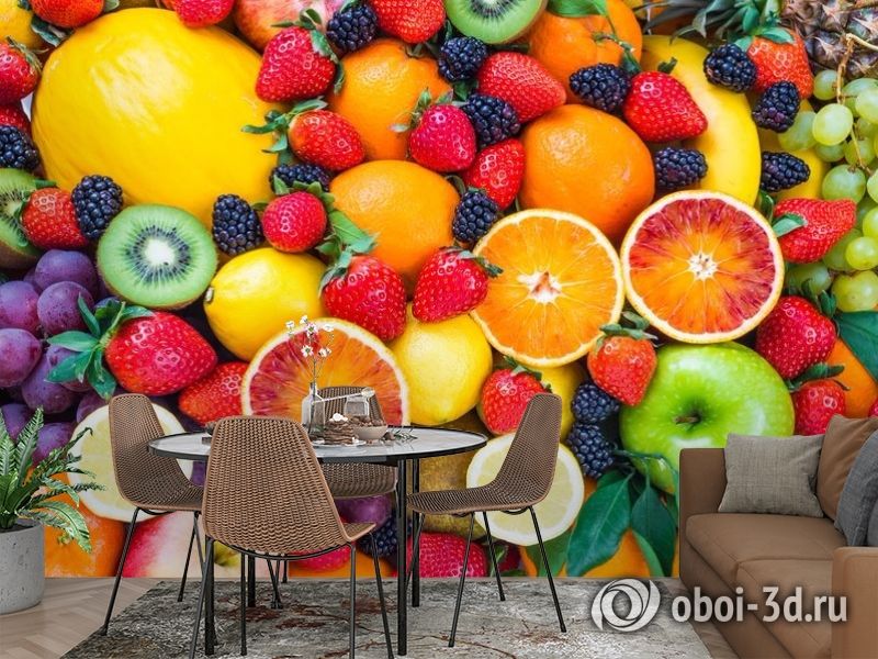 3D Фотообои «Цитрусы с ягодами» вид 2