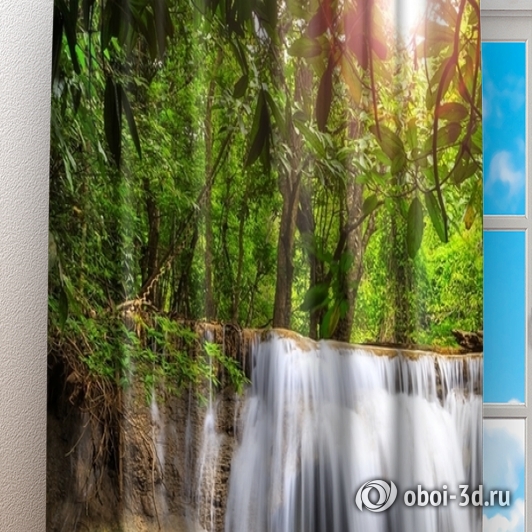 Фотошторы «Водопад в лесу» вид 3