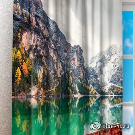 Фотошторы «Лодочки на горном озере» вид 3