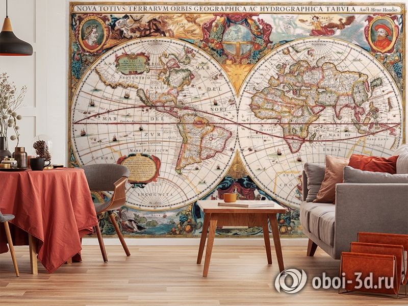 3D Фотообои  «Карта мира панно»  вид 5
