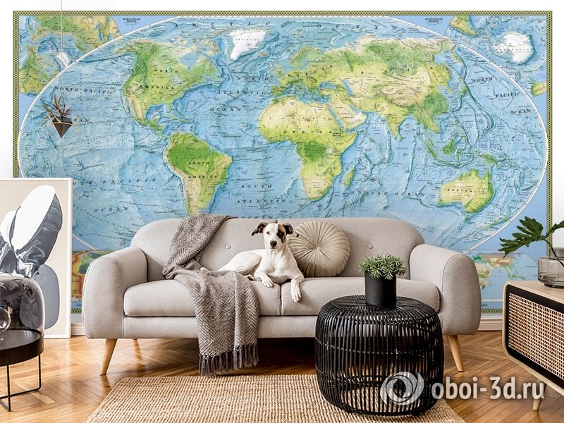 3D Фотообои  «Географическая карта мира»  вид 6