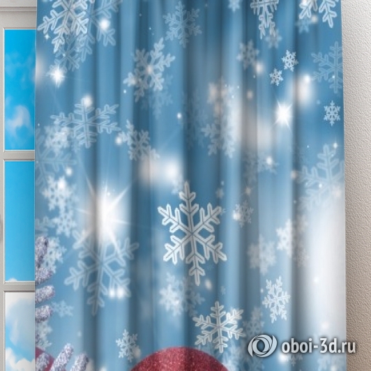 Фотошторы «Композиция с новогодними игрушками» вид 2