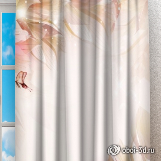 Фотошторы «Волшебные цветы с бабочками» вид 2