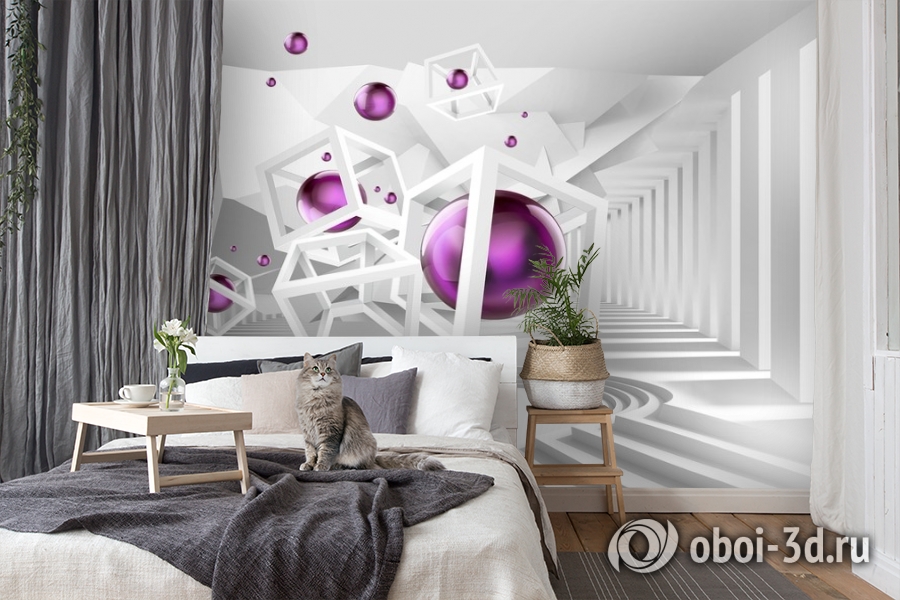 3D Фотообои «Абстракция с фиолетовыми шарами» вид 8