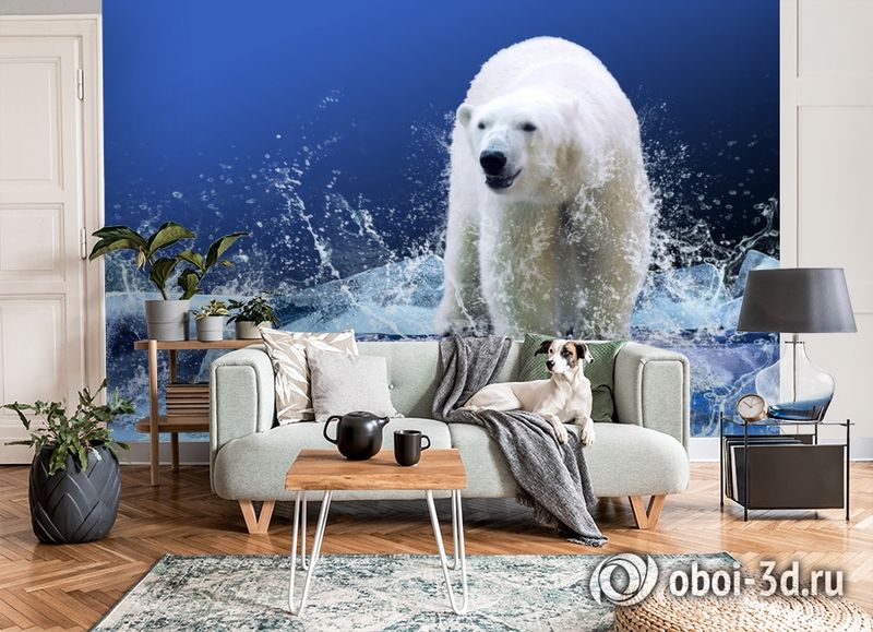 3D Фотообои «Белый медведь на льдине» вид 6