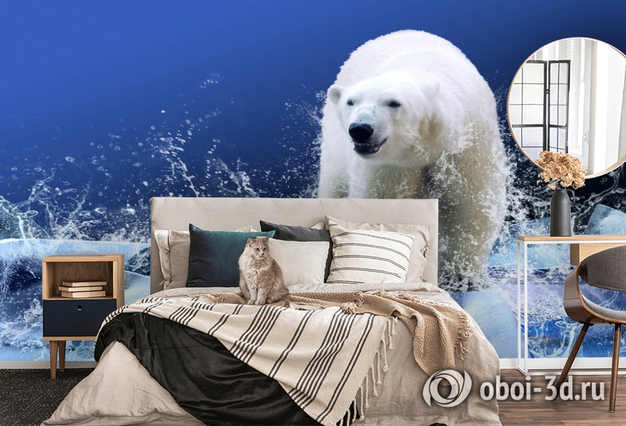3D Фотообои «Белый медведь на льдине» вид 5