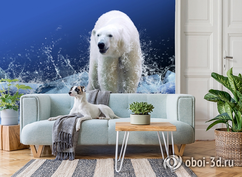 3D Фотообои «Белый медведь на льдине» вид 2