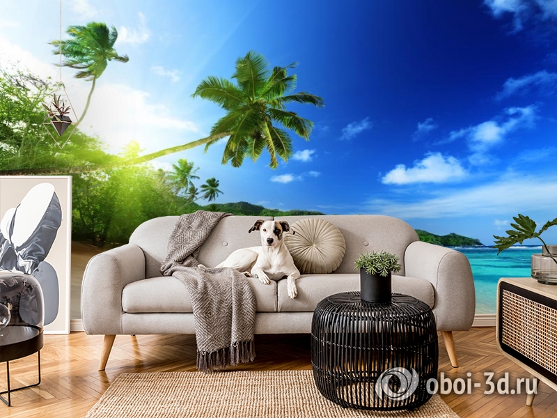 3D Фотообои  «Пальма на пляже»  вид 5