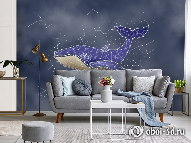 3D Фотообои «Звездный кит» вид 3