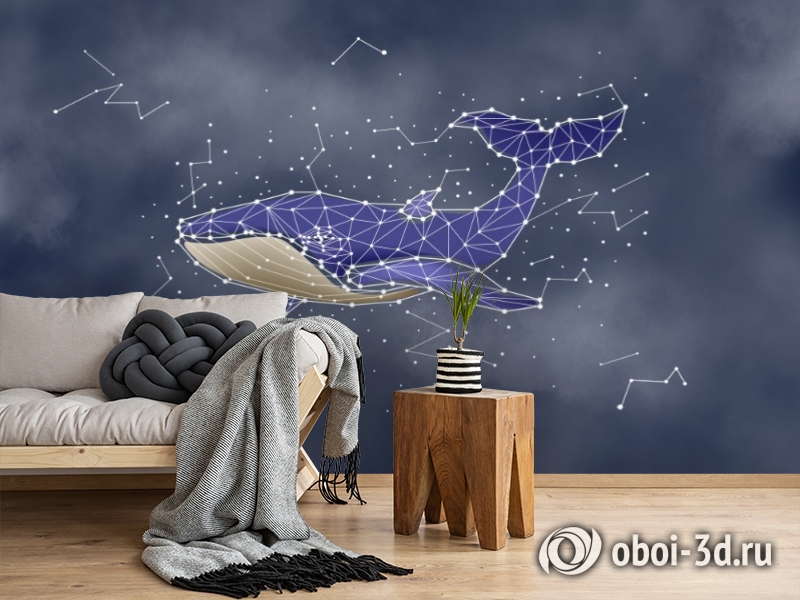 3D Фотообои «Звездный кит» вид 2
