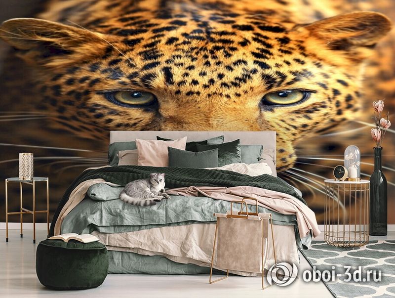 3D Фотообои  «Леопард портрет»  вид 3