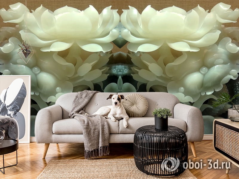 3D Фотообои  «Нефритовые цветы»  вид 5