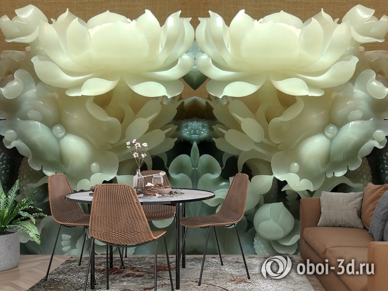 3D Фотообои  «Нефритовые цветы»  вид 3