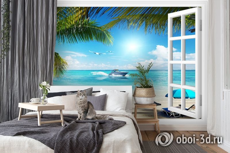 3D Фотообои  «Вид из окна на пляж»  вид 7