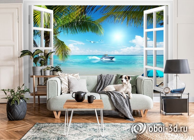 3D Фотообои  «Вид из окна на пляж»  вид 6