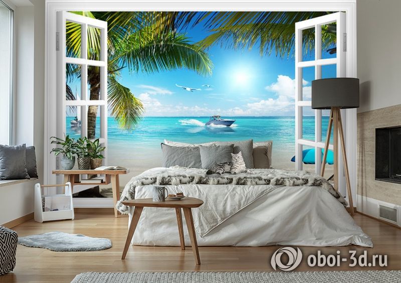 3D Фотообои  «Вид из окна на пляж»  вид 2