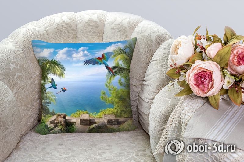 3D Подушка «Тропические птицы» вид 2