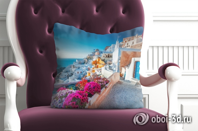 3D Подушка «Горшки с цветами на террасе» вид 6