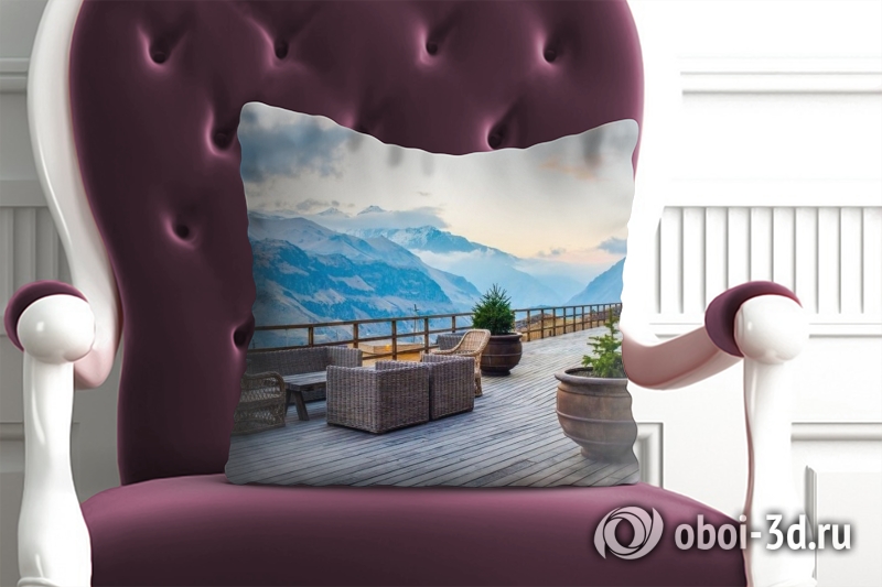 3D Подушка «Вид с террасы в горах» вид 4