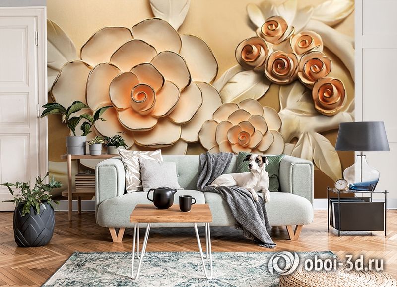 3D Фотообои  «Розы с тиснением под керамику»  вид 8