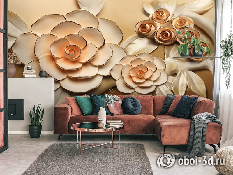 3D Фотообои  «Розы с тиснением под керамику»  вид 4