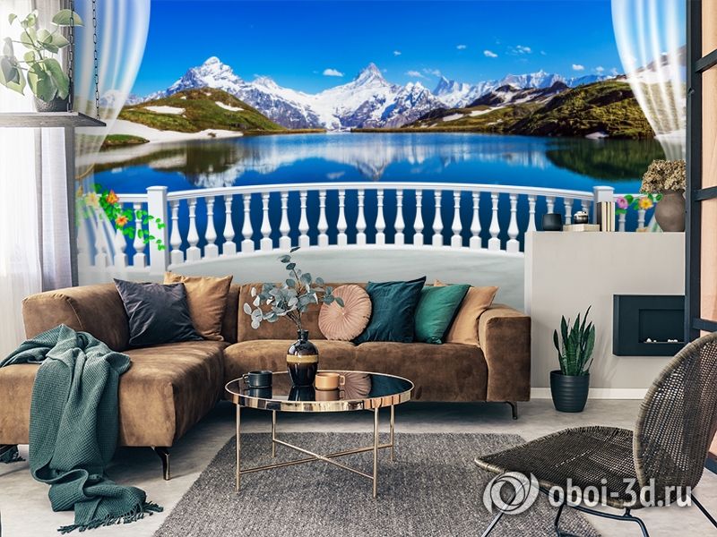3D Фотообои  «Вид с балкона террасы на горы»  вид 2