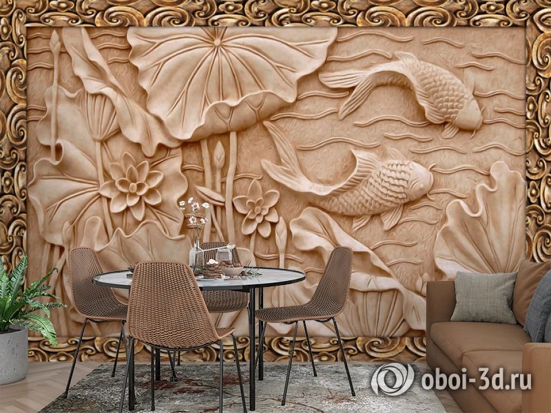 3D Фотообои  «Резьба по дереву в китайском стиле»  вид 3