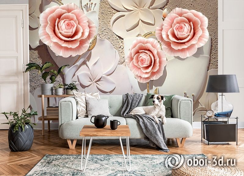 3D Фотообои  «Объемная композиция с бутонами роз»  вид 8