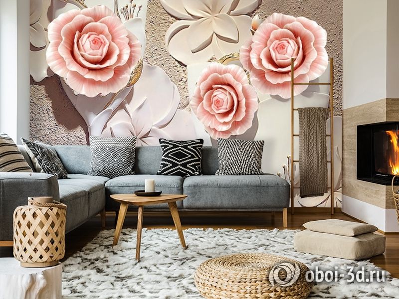 3D Фотообои  «Объемная композиция с бутонами роз»  вид 7