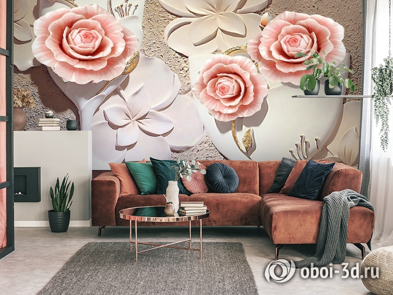 3D Фотообои  «Объемная композиция с бутонами роз»  вид 4