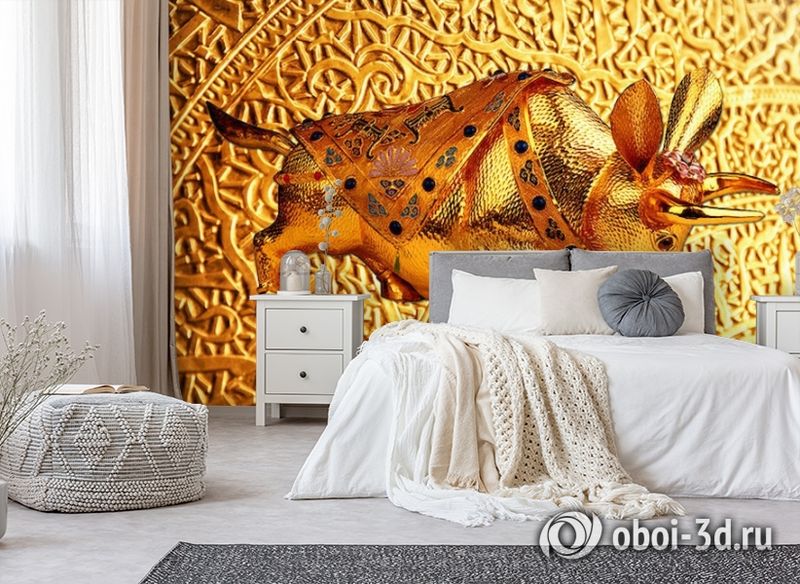 3D Фотообои  «Декорация с золотым быком в испанском стиле»  вид 6