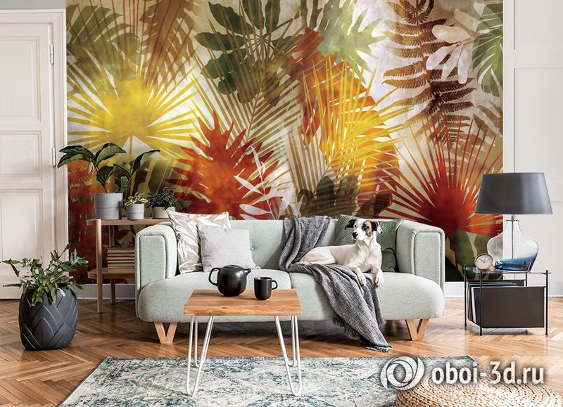 3D Фотообои  «Рельефная инсталляция с листьями пальмы» вид 7