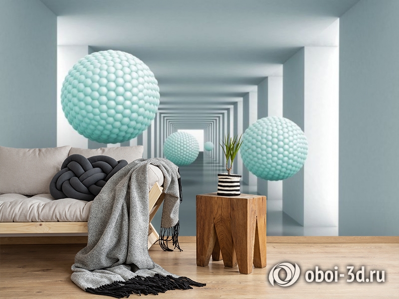 3D Фотообои  «Мятные шары в тоннеле»  вид 2