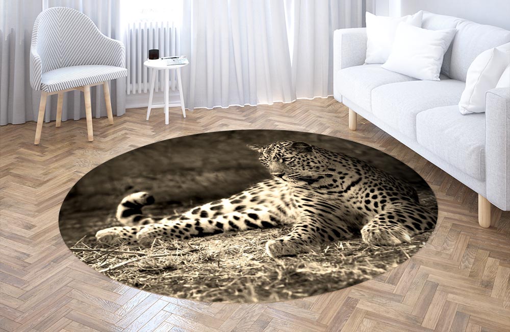 3D Ковер «Леопард сепия» Круглый 3