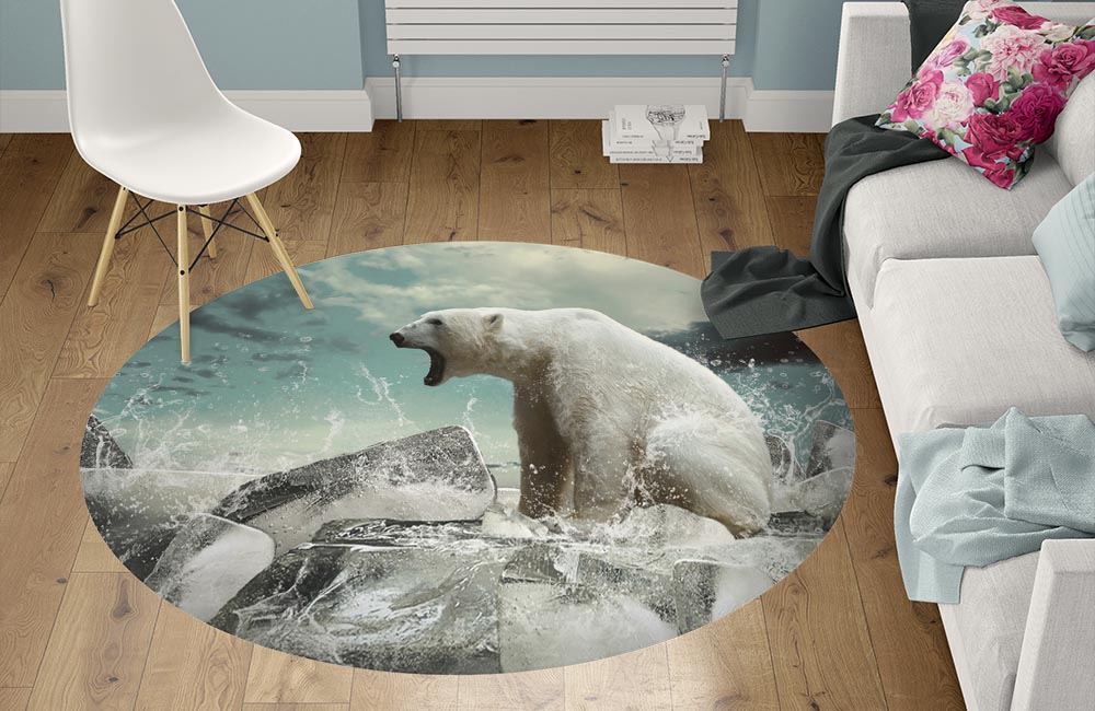 3D Ковер «Белый медведь» Круглый 1