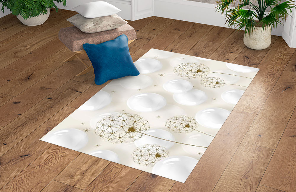 3D Ковер «Одуванчики с глянцевыми шарами» Прямоугольный 4