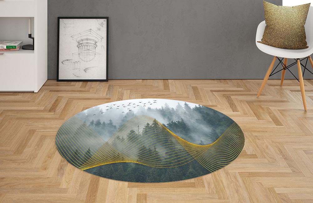 3D Ковер «Туман над лесом» Овальный 2
